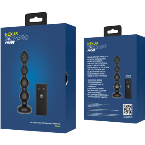 Nexus Tornado Anal Probe Rotating Vibrating Remote Black