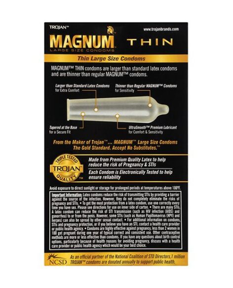 Trojan Magnum Thin Large Size Condoms 12 Pack