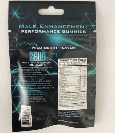 Zeus Plus Gummies Male Enhancement Wild Berry 2 Pack