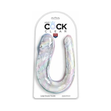 King Cock Large Double Trouble Dildo 17.5in Clear, Pipedream