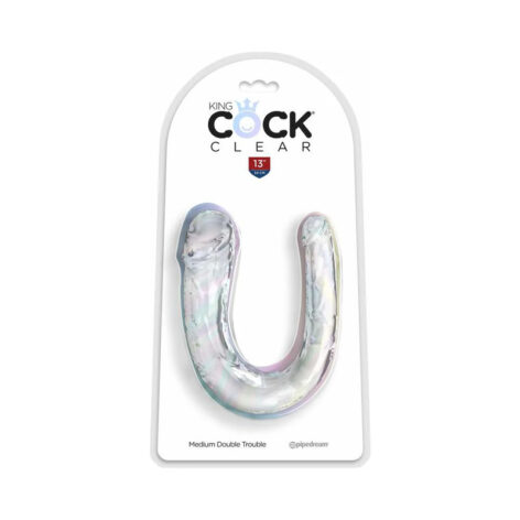King Cock Medium Double Trouble Dildo 13in Clear, Pipedream