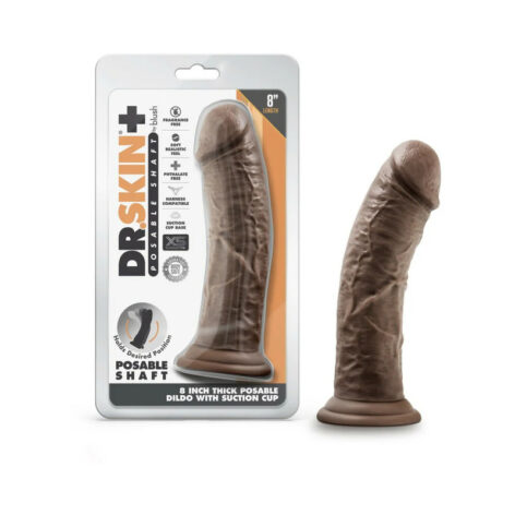 Dr. Skin Plus 8" Thick Posable Dildo w/Suction Cup Chocolate