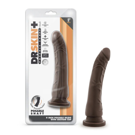 Dr. Skin Plus 9" Posable Dildo w/Suction Cup Chocolate