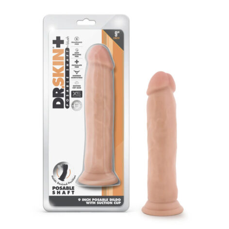 Dr. Skin Plus 9" Thick Posable Dildo w/Suction Cup Vanilla