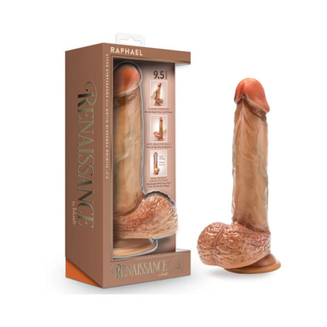 Renaissance Raphael 9.5in Dildo Sliding Foreskin Tan, Blush