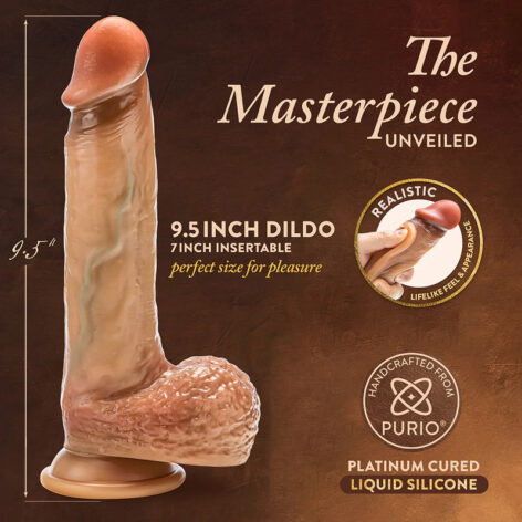 Renaissance Raphael 9.5in Dildo Sliding Foreskin Tan, Blush