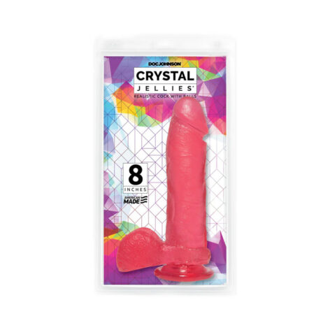 Crystal Jellies 8in Realistic Cock w/Balls Pink, Doc Johnson