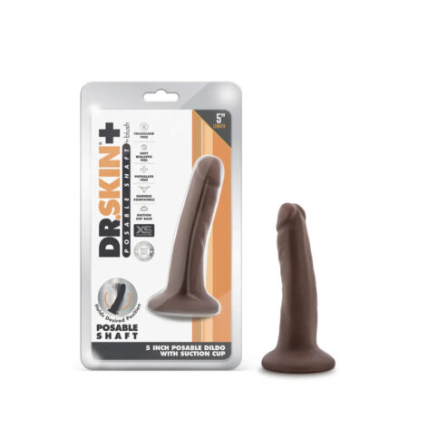 Dr. Skin Plus 5in Posable Dildo w/Suction Cup Chocolate