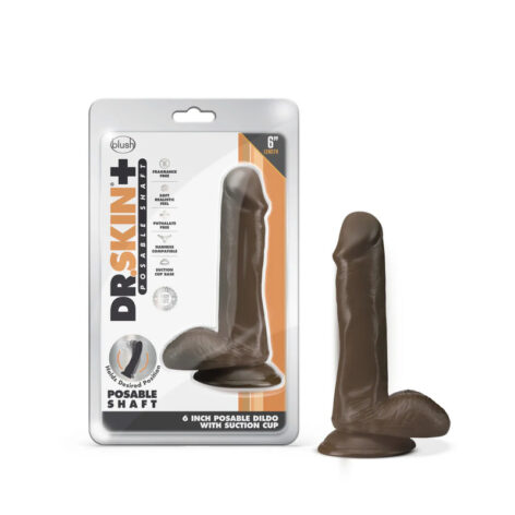 Dr. Skin Plus 6in Posable Dildo w/Balls Chocolate, Blush