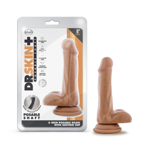Dr. Skin Plus 6in Posable Dildo w/Balls Mocha, Blush