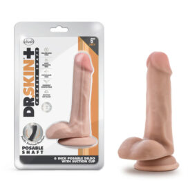 Dr. Skin Plus 6in Posable Dildo w/Balls Vanilla, Blush