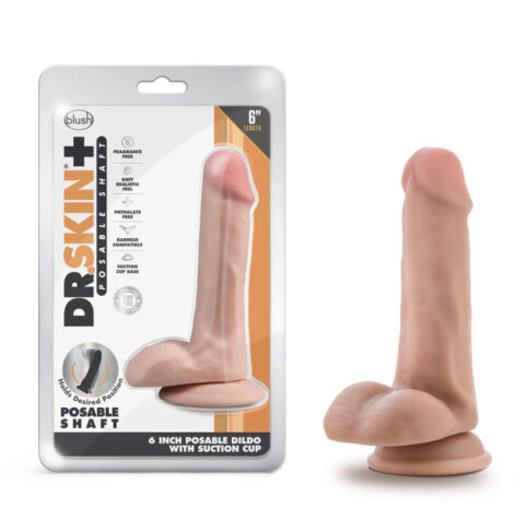 Dr. Skin Plus 6in Posable Dildo w/Balls Vanilla, Blush