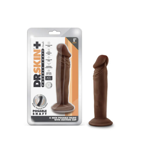 Dr. Skin Plus 6in Posable Dildo w/Suction Cup Chocolate