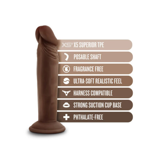 Dr. Skin Plus 6in Posable Dildo w/Suction Cup Chocolate