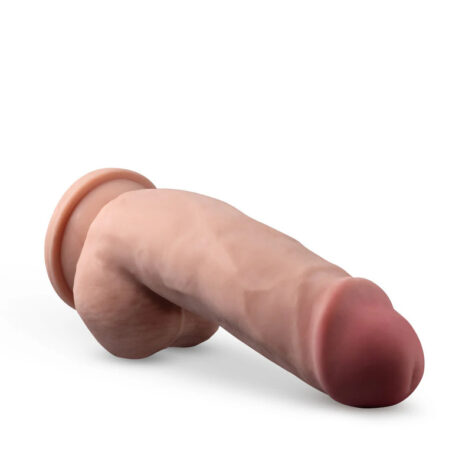 Dr. Skin Plus 7in Girthy Posable Dildo w/Balls Mocha, Blush