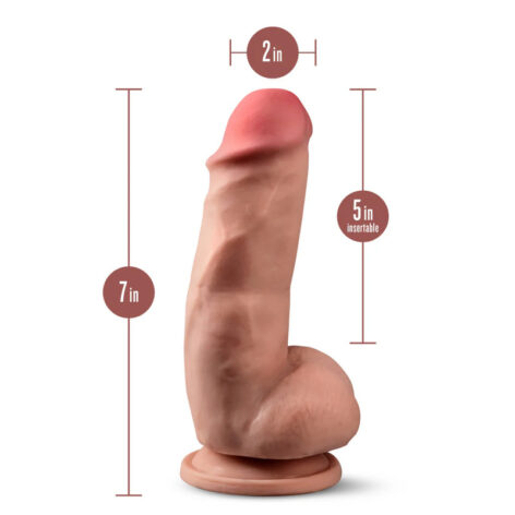 Dr. Skin Plus 7in Girthy Posable Dildo w/Balls Mocha, Blush