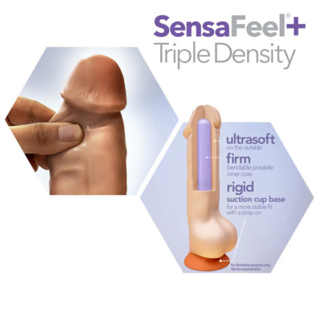 Dr. Skin Plus 7in Girthy Posable Dildo w/Balls Mocha, Blush