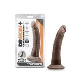 Dr. Skin Plus 7in Posable Dildo w/Suction Cup Chocolate