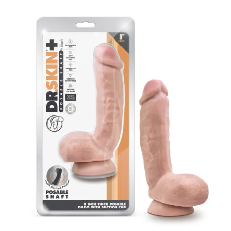 Dr. Skin Plus 8in Posable Thick Dildo w/Balls Vanilla