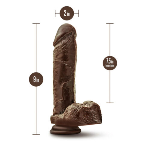 Dr. Skin Plus 9in Girthy Posable Dildo w/Balls Chocolate