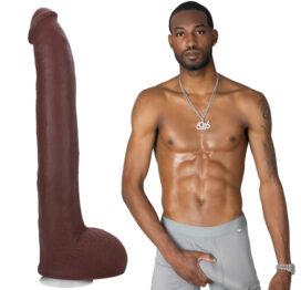 Hollywood Cash Dildo 11in UltraSkyn w/Balls Black, Doc Johnson