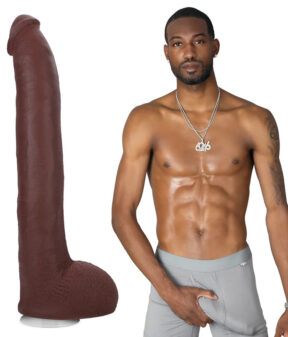 Hollywood Cash Dildo 11in UltraSkyn w/Balls Black, Doc Johnson