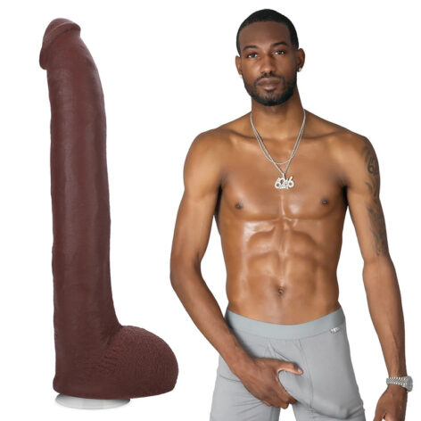 Hollywood Cash Dildo 11in UltraSkyn w/Balls Black, Doc Johnson