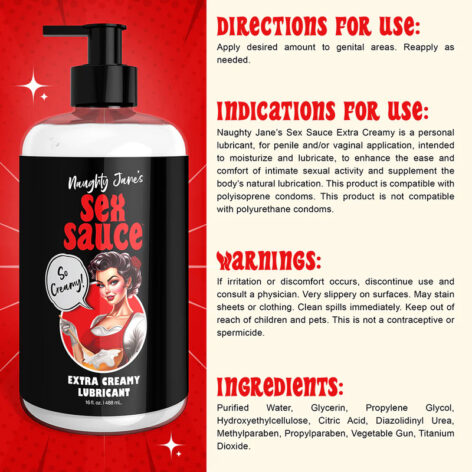Naughty Jane's Sex Sauce Extra Creamy Lubricant 16oz (488ml)