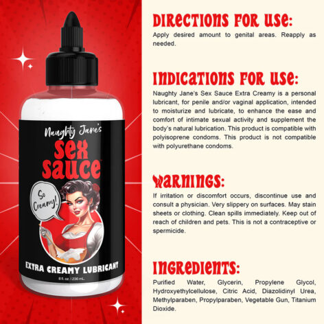 Naughty Jane's Sex Sauce Extra Creamy Lubricant 8oz (236ml)