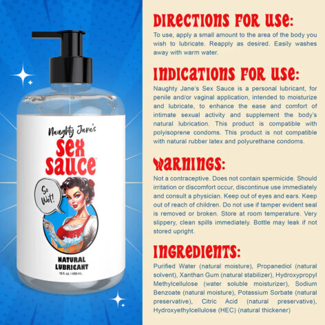 Naughty Jane's Sex Sauce Natural Lubricant 16oz (488ml)