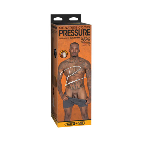 Pressure Dildo 10in UltraSkyn w/Balls Black, Doc Johnson