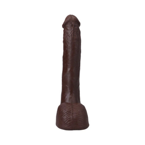 Pressure Dildo 10in UltraSkyn w/Balls Black, Doc Johnson