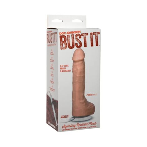 Bust It Squirting Realistic Cock w/Balls Beige, Doc Johnson