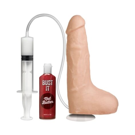 Bust It Squirting Realistic Cock w/Balls Beige, Doc Johnson