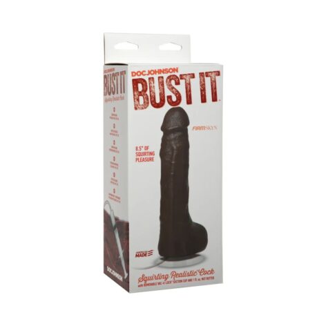 Bust It Squirting Realistic Cock w/Balls Black, Doc Johnson