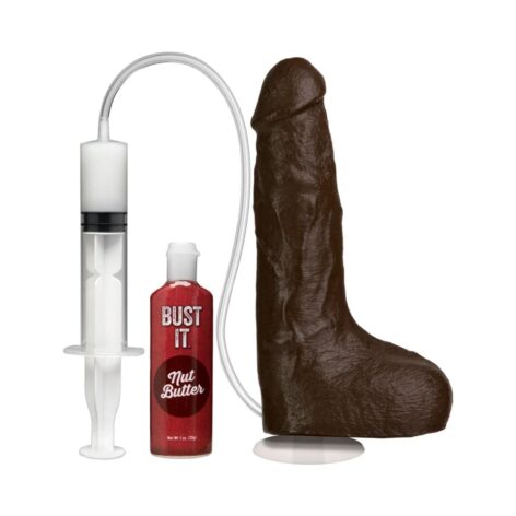Bust It Squirting Realistic Cock w/Balls Black, Doc Johnson