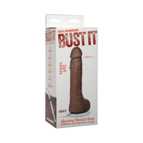 Bust It Squirting Realistic Cock w/Balls Brown, Doc Johnson