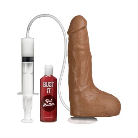 Bust It Squirting Realistic Cock w/Balls Brown, Doc Johnson