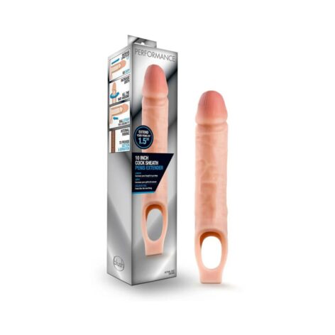 Performance 10in Cock Sheath Penis Extender Beige, Blush