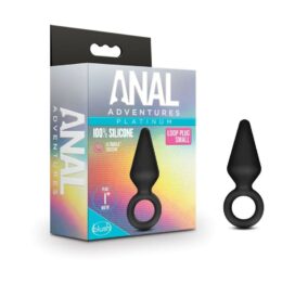 Anal Adventures Loop Plug Silicone Small Black, Blush
