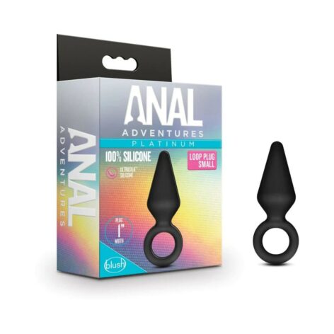 Anal Adventures Loop Plug Silicone Small Black, Blush