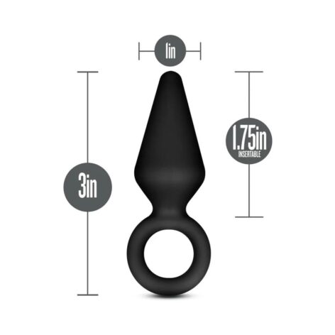 Anal Adventures Loop Plug Silicone Small Black, Blush