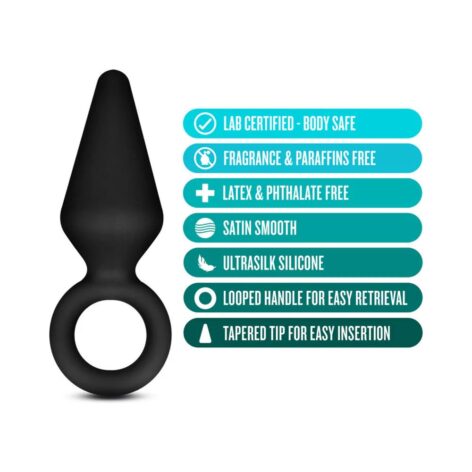 Anal Adventures Loop Plug Silicone Small Black, Blush