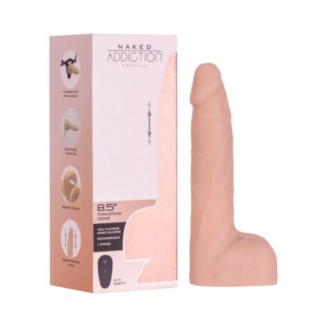 Naked Addiction 8.5" Thrusting Dildo Remote Vanilla, BMS