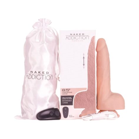 Naked Addiction 8.5" Thrusting Dildo Remote Vanilla, BMS