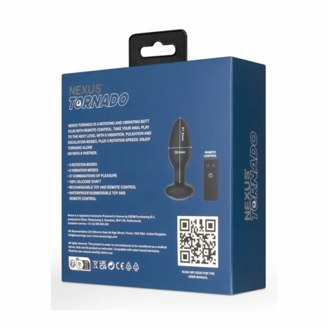 Nexus Tornado Rotating & Vibrating Butt Plug Medium Black