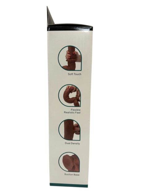 Get Lucky Real Skin Dildo 12in w/Balls Brown