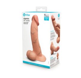 Slipskin 10" Curvy Silicone Dildo w/Balls Mocha, b-Vibe