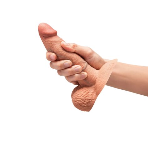 Slipskin 6" Girthy Silicone Dildo w/Balls Mocha, b-Vibe