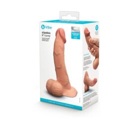 Slipskin 8" Curvy Silicone Dildo w/Balls Mocha, b-Vibe